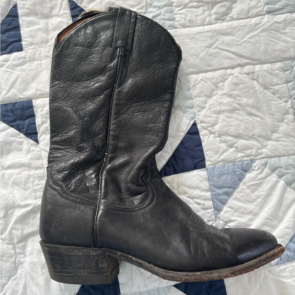 Tony Lama Black Leather Stitched toe Cowboy Boot Women’s Size 10.5